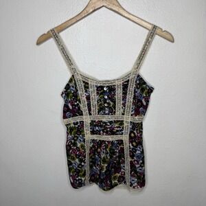 Pinkerton Floral Lace Trim Y2K Tank Top Cottagecore Twee Women's XS